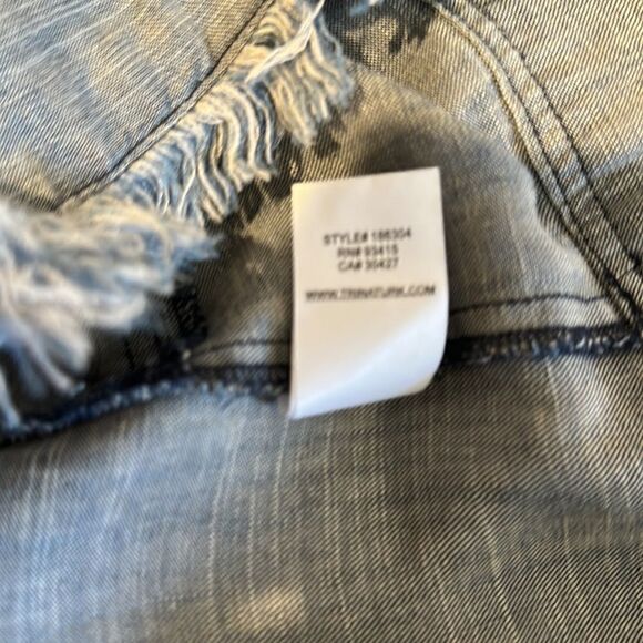 Trina Turk Boho Chic Denim Dress with cutout pockets and frayed hemline. NWT - Picture 7 of 7